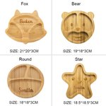 Personalised Animal Bamboo Baby Cutlery Set Food Grade with Suction Cup Birthday Baptism Christmas Gift for Baby New Mom