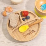 Personalised Animal Bamboo Baby Cutlery Set Food Grade with Suction Cup Birthday Baptism Christmas Gift for Baby New Mom