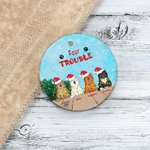 Ornement en Céramique Personnalisé avec Nom et Dessin de Chat Thème Chat Espiègle Décoration de Sapin Cadeau de Noël pour Famille
