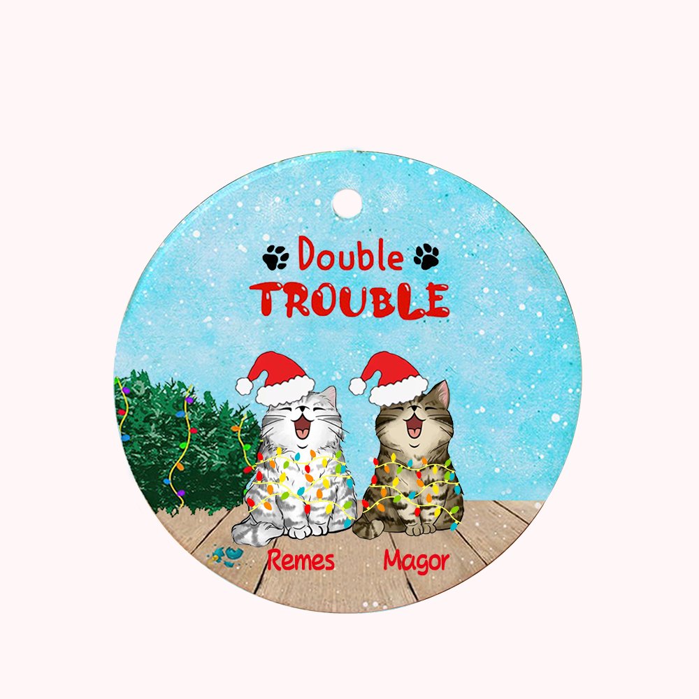 Personalisierte Katze Weihnachten Naughty Cats Ornament Double Trouble