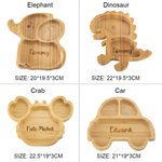 Personalised Animal Bamboo Baby Cutlery Set Food Grade with Suction Cup Birthday Baptism Christmas Gift for Baby New Mom