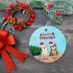 Ornement en Céramique Personnalisé avec Nom et Dessin de Chat Thème Chat Espiègle Décoration de Sapin Cadeau de Noël pour Famille