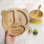 Personalised Animal Bamboo Baby Cutlery Set Food Grade with Suction Cup Birthday Baptism Christmas Gift for Baby New Mom