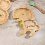 Personalised Animal Bamboo Baby Cutlery Set Food Grade with Suction Cup Birthday Baptism Christmas Gift for Baby New Mom