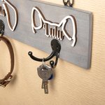 Gepersonaliseerde houten honden oren riem houder met naam en haak muur decoratie verjaardag housewarming cadeau voor hondenliefhebber