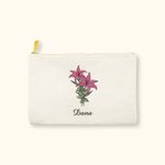 Trousse de Maquillage Personnalisée avec 1-10 Noms et Fleurs de Naissance Cadeau Anniversaire Fête des Mères pour Femme