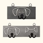 Gepersonaliseerde houten honden oren riem houder met naam en haak muur decoratie verjaardag housewarming cadeau voor hondenliefhebber