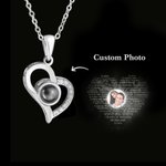 Collana personalizzata in argento sterling con proiezione di foto di cuori vuoti, con ti amo in 100 lingue Regalo di San Valentino per lei