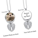 Personalised Angel Wings Memorial Photo Pendant
