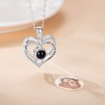 Personalised 100 Languages Photo Projection Necklace with Heart Pendant