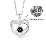 Personalised 100 Languages Photo Projection Necklace with Heart Pendant