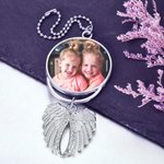 Personalised Angel Wings Memorial Photo Pendant