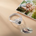 Cuore personalizzato a forma di ali d'angelo con proiezione di foto in 100 lingue Ti amo Bracciale in argento sterling Regalo per la festa della mamma per lei