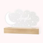 Veilleuse personnalisée avec nom de la lune et des étoiles Décoration pour chambre d'enfant
