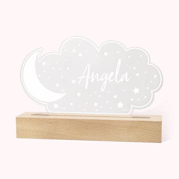 Veilleuse personnalisée avec nom de la lune et des étoiles Décoration pour chambre d'enfant