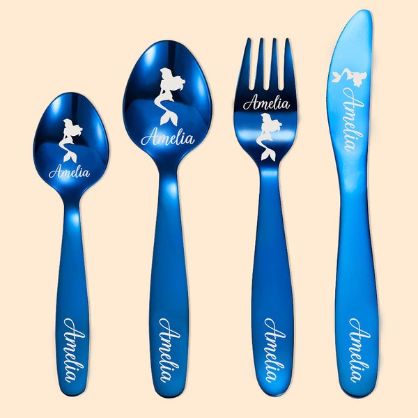 Set de couverts personnalisés pour sirène - Cadeau pour enfants
