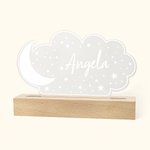 Gepersonaliseerde Maan en Sterren Naam Nachtlampje Kinderkamer Decor