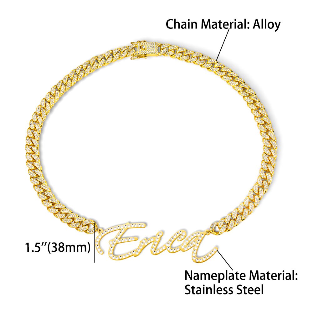 Collier cubain personnalisé avec pendentif Nom Bijoux Hip Hop Zircon Cadeau d'anniversaire et de St Valentin pour les fans de Hip-hop 8