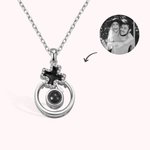 Collier Projection Personnalisée avec Photo Breloque de Bonne Chance Forme Trèfle à Quatre Feuilles Cadeau pour Femme
