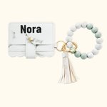 Personalized Keychain Leather Wallet With Wristlet Beaded Bracelet