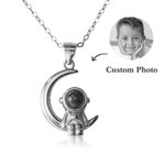 Personalized 100 Languages I love You Projection Moon and Astronaut Necklace Photo Projection