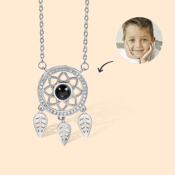 Collier avec Projection Photo Personnalisée Pendentif Attrape-Rêves Cadeau pour Femme