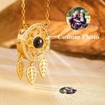 Personalised Dreamcatcher Photo Projection Sterling Silver Necklace with I Love You in 100 Languages Anniversary Birthday Gift for Women