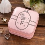 Personalized Leather Name Birth Flower and Zodiac Jewelry Box for Women Girls