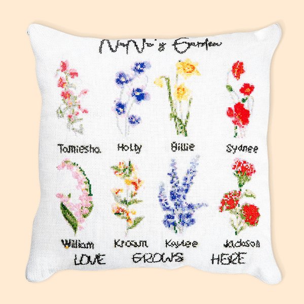 Personalizzato fiore di nascita fai da te ricamo Kit cuscino caso cuscino