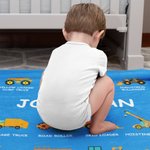 Coperta personalizzata per camion da cantiere con nome - Regalo di lancio per bambini in morbida flanella anti-pilling