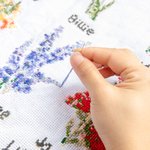 Personalised Birth Flower DIY Embroidery Kit Pillow Cushion Case