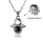 Personalized Photo Projection 100 Languages I Love You Projection Little Angel Wing Necklace