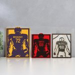 Cadre en bois avec vue de dos d'un joueur de football Décoration de maison personnalisée
