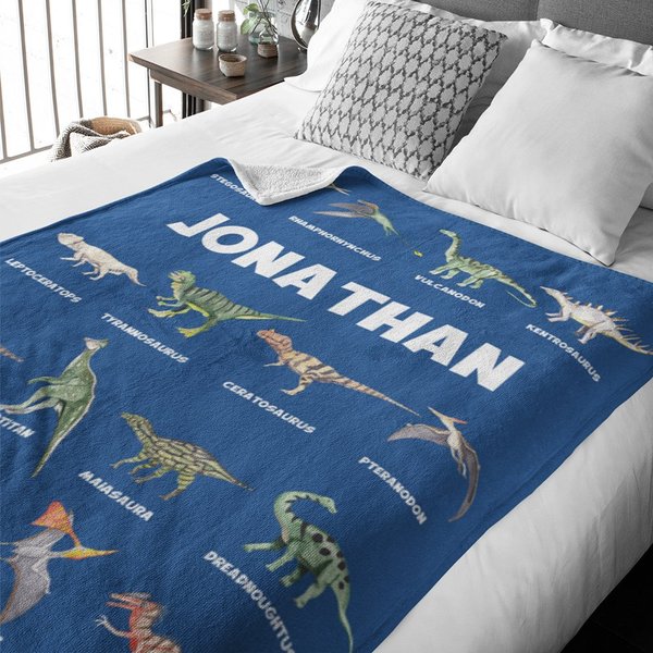 Personalizada Fantasía Unicornio Dinosaurio Suave Manta de Vellón con Nombre Cumpleaños Día del Niño Regalo para Niños