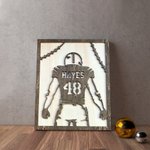 Cadre en bois avec vue de dos d'un joueur de football Décoration de maison personnalisée