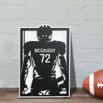 Cadre en bois avec vue de dos d'un joueur de football Décoration de maison personnalisée