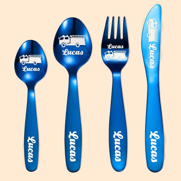 Set de couverts pour voitures de police personnalisé Cadeau pour enfants