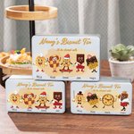 Scatola per biscotti personalizzata in metallo alimentare con nome e testo, con personaggi carini, regalo per la famiglia o per un amico