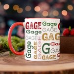 Personalized Christmas Repeating Name Enamel Mug Camp Mug