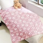 Personalized Paw Print Soft Fleece Blanket with Name Birthday Gift for Pet Lovers