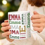 Personalized Christmas Repeating Name Enamel Mug Camp Mug