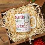 Personalized Christmas Repeating Name Enamel Mug Camp Mug
