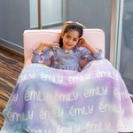 Personalised Cartoon Cute Font Fleece Blanket with Name and Gradient Colour High Quality Super Soft Home Decor Birthday Gift for Kids