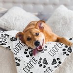 Personalized Paw Print Soft Fleece Blanket with Name Birthday Gift for Pet Lovers