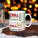 Personalized Christmas Repeating Name Enamel Mug Camp Mug
