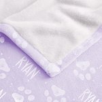 Personalized Paw Print Soft Fleece Blanket with Name Birthday Gift for Pet Lovers