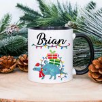 Personalized Christmas Dinosaur Enamel Mug