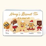 Scatola per biscotti personalizzata in metallo alimentare con nome e testo, con personaggi carini, regalo per la famiglia o per un amico