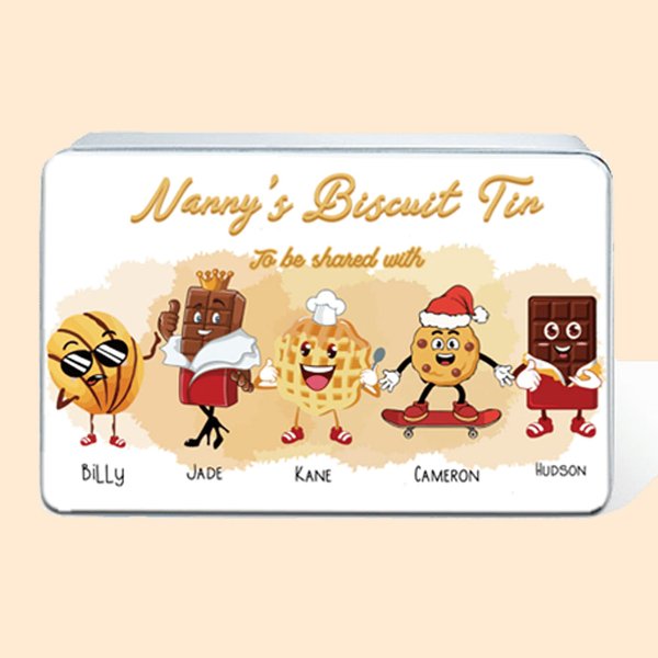 Boîte à Biscuits Personnalisée avec Nom et Texte Boîte en Métal de Qualité Alimentaire Cadeau Anniversaire pour Famille Ami