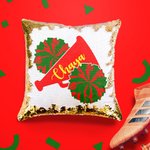 Housse de coussin à paillettes personnalisée Ball Game Cheerleading Cadeau pour les amoureux du sport
